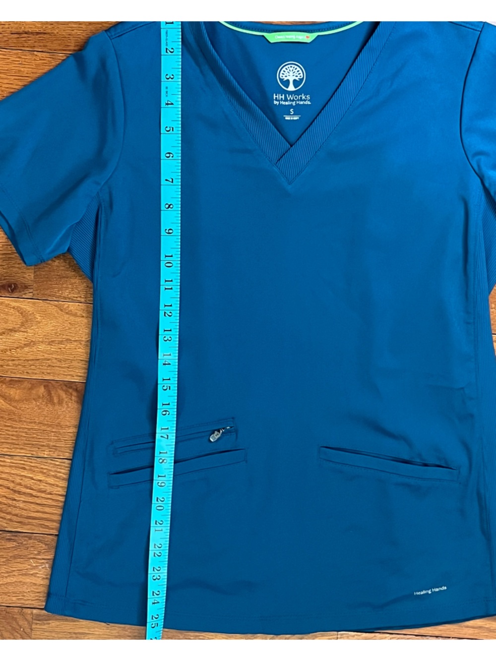 Healing Hands HH Works Teal Blue Scrub Top Women’s S V-Neck Medical Uniform - Picture 5 of 8